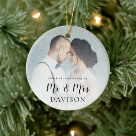 Adorno De Cerámica Primera fotografía de Navidades casados