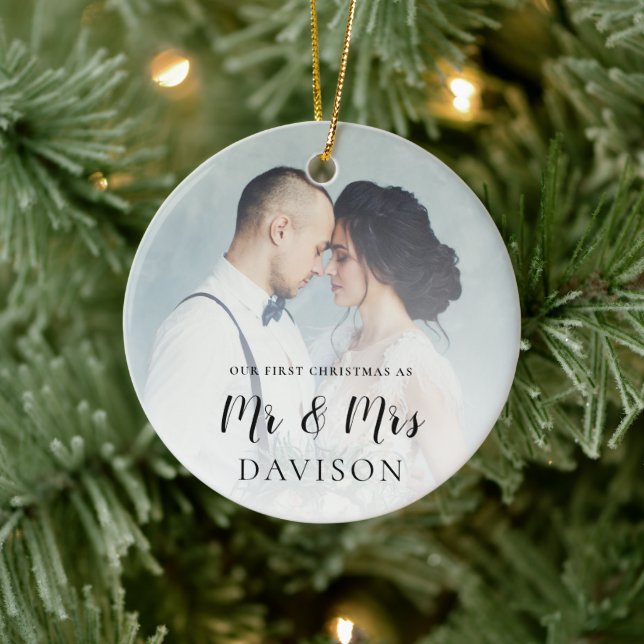 Adorno De Cerámica Primera fotografía de Navidades casados (Árbol)