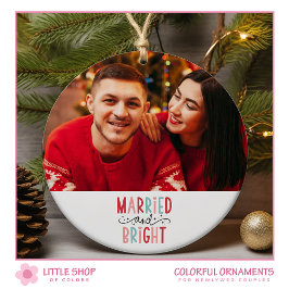 Adorno De Cerámica Primera fotografía navideña casada