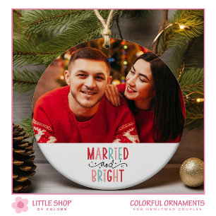 Adorno De Cerámica Primera fotografía navideña casada