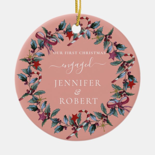 Adorno De Cerámica Primera guerra de Rosa comprometida de Navidad (Frente)