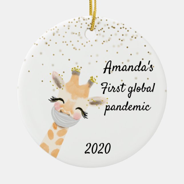 Adorno De Cerámica Primera jirafa pandémica mundial 2020 (Frente)