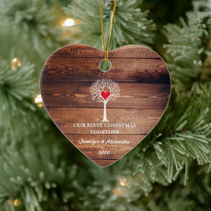 Adorno De Cerámica Primera madera rústica del árbol de amor del