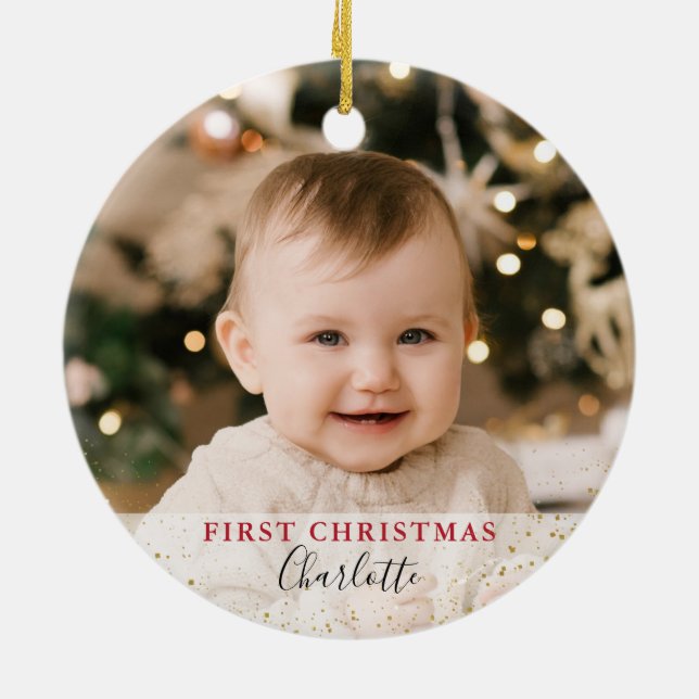 Adorno De Cerámica Primera Navidad: Abuela y abuelo Holly Berries (Atrás)