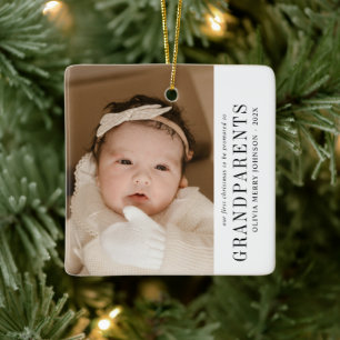 Adorno De Cerámica Primera Navidad Abuelos Ascendidos 2 Fotos