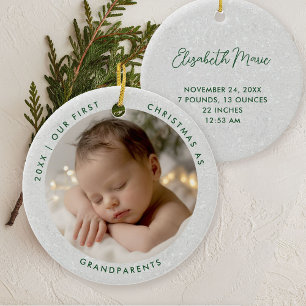 Adorno De Cerámica Primera Navidad Abuelos Minimalista Verde Foto