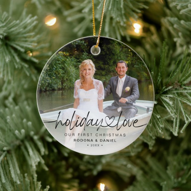 Adorno De Cerámica Primera Navidad Amor 2 Fotos (Árbol)