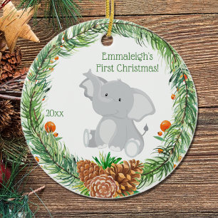 Adorno De Cerámica Primera Navidad "Baby Elephant"
