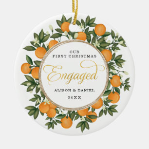 Adorno De Cerámica Primera Navidad Boda comprometido Citrus Greenery