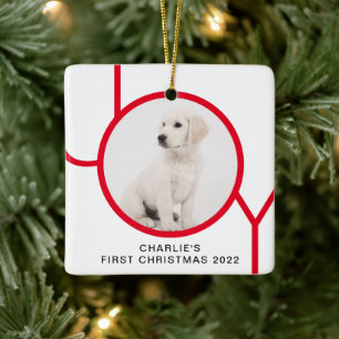 Adorno De Cerámica Primera Navidad Cachorro Lindo Alegría Foto Person
