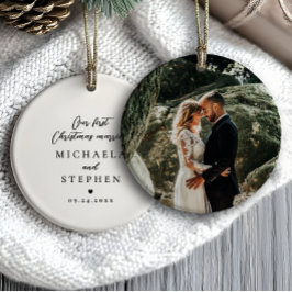 Adorno De Cerámica Primera Navidad casada con foto Minimalista modern