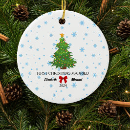 Adorno De Cerámica Primera Navidad Casada Pareja Personalizado 2024