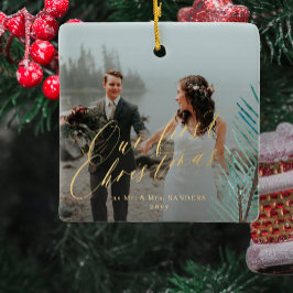 Adorno De Cerámica Primera Navidad casada Sr. y Sra. 2 foto