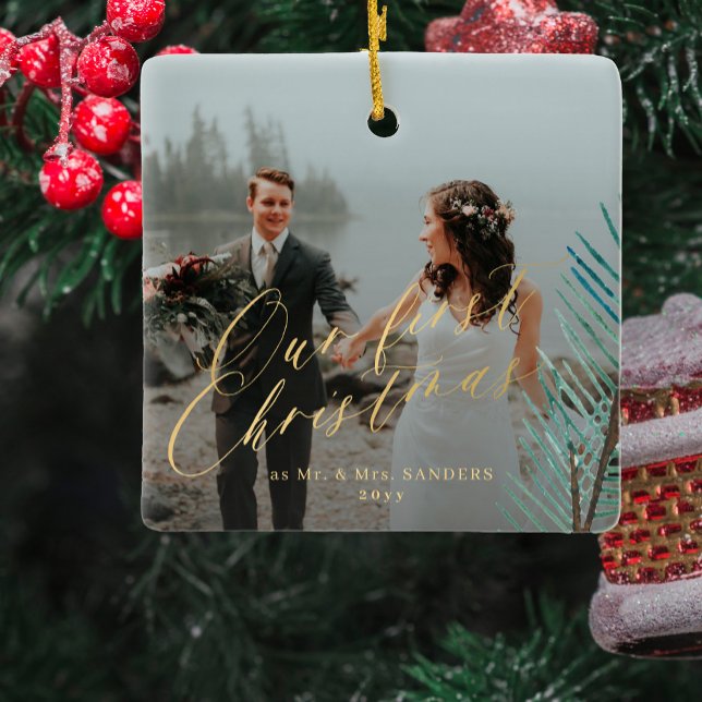 Adorno De Cerámica Primera Navidad casada Sr. y Sra. 2 foto (Subido por el creador)