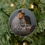 Adorno De Cerámica Primera Navidad Casado Sr. Sra. Newlywoed<br><div class="desc">Marque un hermoso hito con este clásico adorno cerámico, perfecto para celebrar su primera Navidad como el Sr. & Mrs. Diseñado con un guión elegante y encanto intemporal, es un gran placer colgar año tras año. Un regalo sincero para los recién casados o una encantadora adición a su propia decoración...</div>