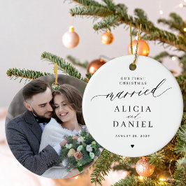 Adorno De Cerámica Primera Navidad casados foto moderna
