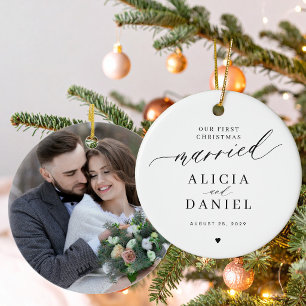 Adorno De Cerámica Primera Navidad casados foto moderna