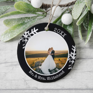 Adorno De Cerámica Primera Navidad Casados Foto Modernas Copos de Nie