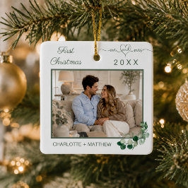 Adorno De Cerámica Primera Navidad casados foto vegetación Sr Sra