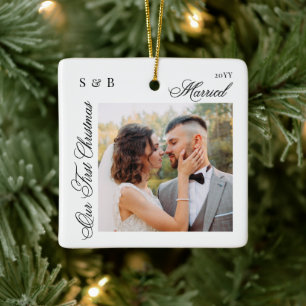 Adorno De Cerámica Primera Navidad Casados Guión Recién Casados 2 Fot