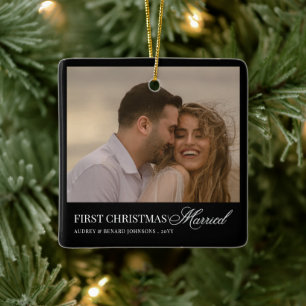 Adorno De Cerámica Primera Navidad Casados Guión Recién Casados Foto