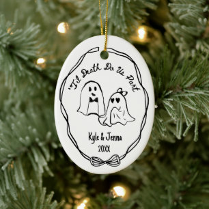 Adorno De Cerámica Primera Navidad Casados Personalizada con Fantasma