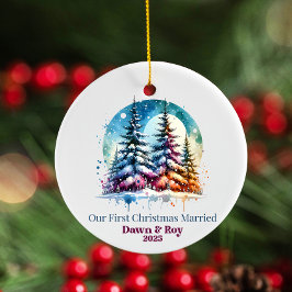 Adorno De Cerámica Primera Navidad casados personalizada, regalo pers