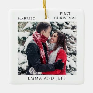 Adorno De Cerámica Primera Navidad Casados Photio