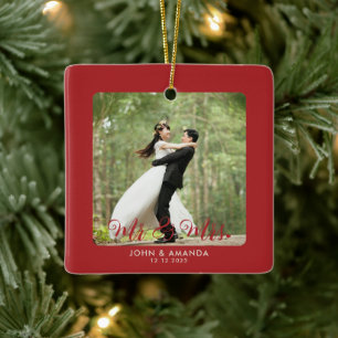 Adorno De Cerámica Primera Navidad Casados Retro Foto de Sr y Sra