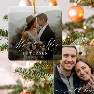 Adorno De Cerámica Primera Navidad casados Sr. y Sra. 2 foto