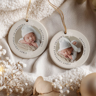 Adorno De Cerámica Primera Navidad como Abuela 2 Foto Personalizada