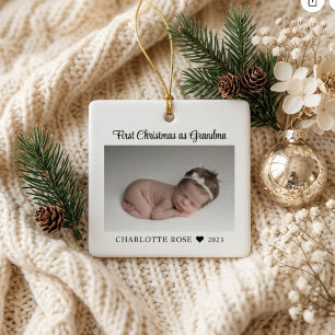 Adorno De Cerámica Primera Navidad como Abuela Nueva Foto de Bebé