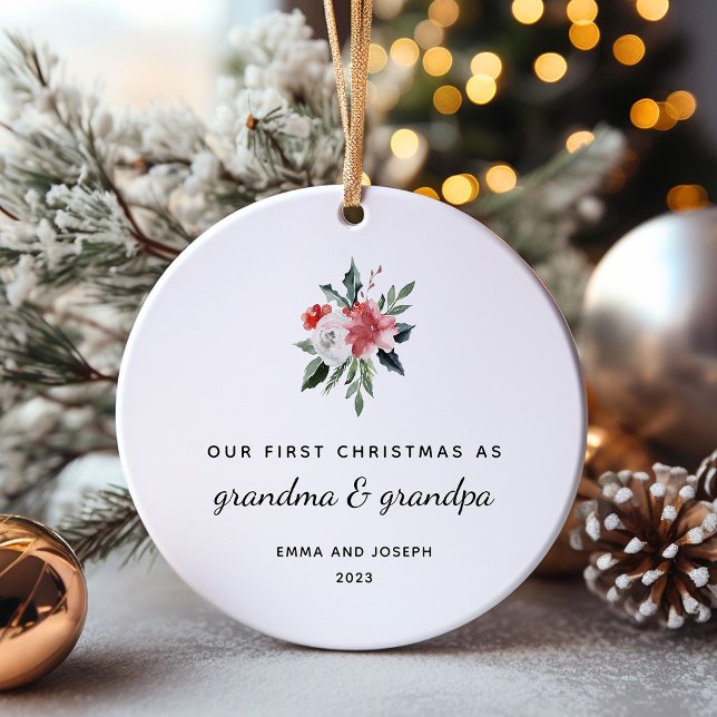 Adorno De Cerámica Primera Navidad como abuela y abuelo | Elegante (The perfect holiday keepsake for the new grandparents!)