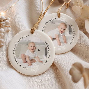 Adorno De Cerámica Primera Navidad como Abuelo 2 Foto Personalizada
