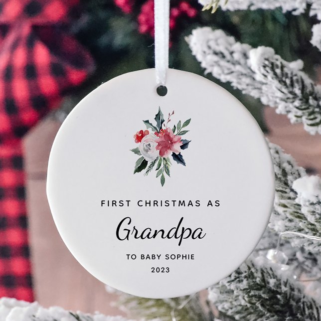 Adorno De Cerámica Primera Navidad como abuelo | Sencillo y elegante (A simple and elegant holiday keepsake for his first Christmas as a grandfather)