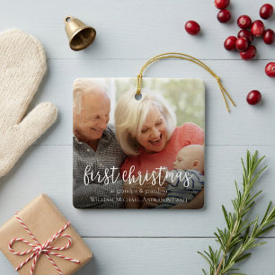 Adorno De Cerámica Primera Navidad como Abuelo y Abuela Foto del bebé