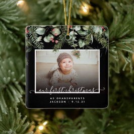 Adorno De Cerámica Primera Navidad como abuelos en la vegetación de i