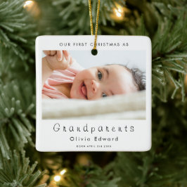 Adorno De Cerámica Primera Navidad como Abuelos Foto del Bebé