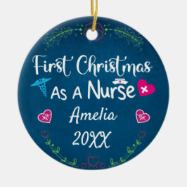 Adorno De Cerámica Primera Navidad como enfermera 2023, nombre person