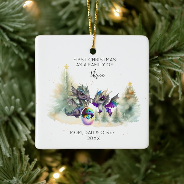 Adorno De Cerámica Primera Navidad como familia de la Plaza del Dragó (Árbol)