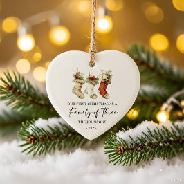 Adorno De Cerámica Primera Navidad como Familia de Tres