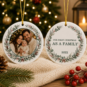 Adorno De Cerámica Primera Navidad como Foto de Familia