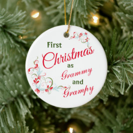 Adorno De Cerámica Primera Navidad Como Foto Grammy Y Grampy