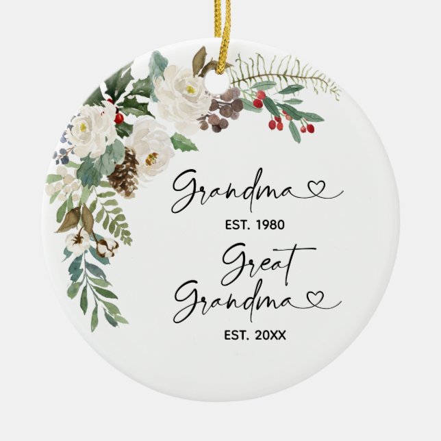 Adorno De Cerámica Primera Navidad como Gran Abuela Regala Cerámica (Frente)