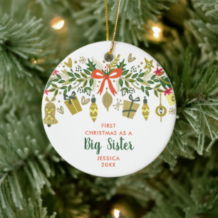 Adorno De Cerámica Primera Navidad como Gran Hermana Personalizada Ga