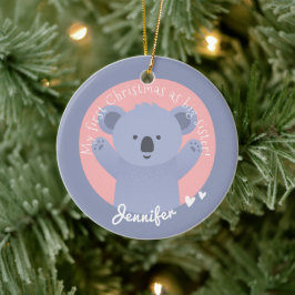 Adorno De Cerámica Primera Navidad como hermana mayor - Corto oso Koa