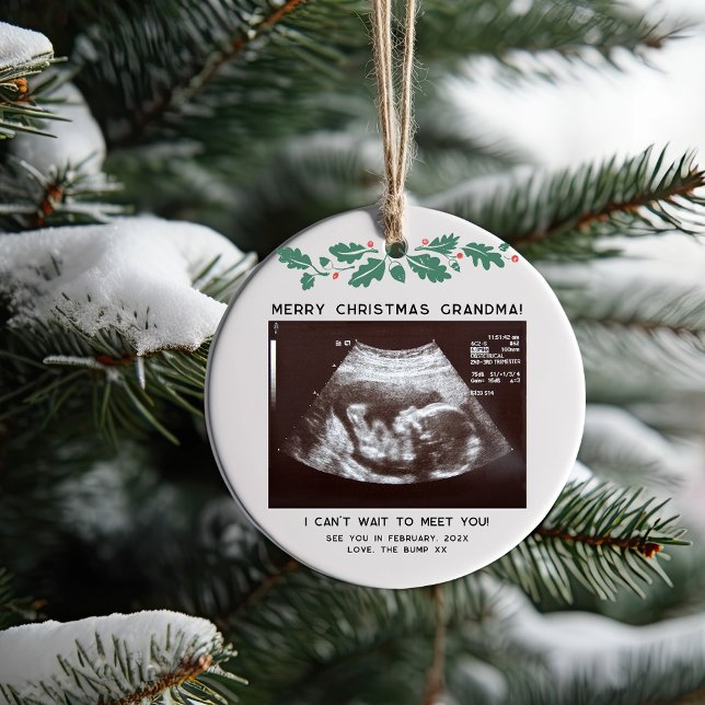 Adorno De Cerámica Primera Navidad como Invitación de exploración de  (Christmas circle Baby Reveal Sonogram Ceramic Ornamic Grandma Keepsake)