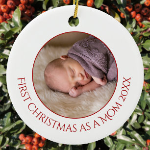 Adorno De Cerámica Primera Navidad como Mamá Foto del Bebé