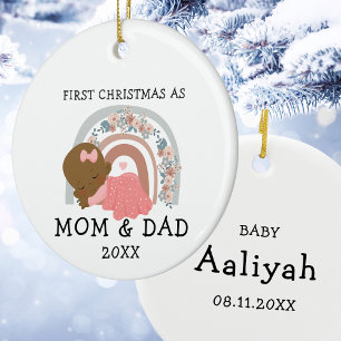 Adorno De Cerámica Primera Navidad como Mamá y Papá Nueva Niña