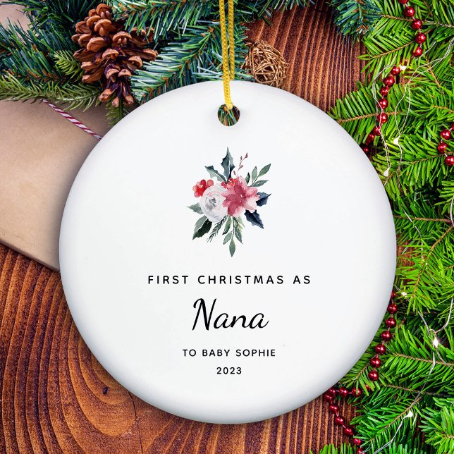 Adorno De Cerámica Primera Navidad como Nana | Bonito y elegancia (A holiday keepsake for her first Christmas as Nana)